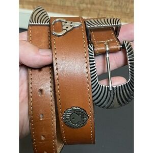 Vintage Levi's belt Women Western Boho Brown‎ Leather Southwestern Silver Concho